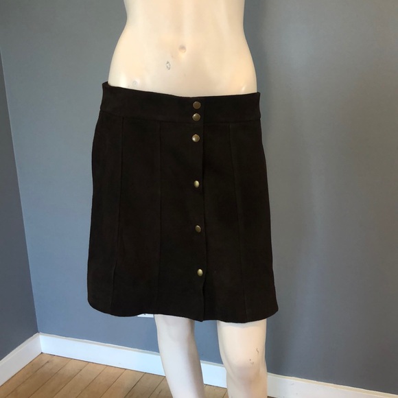 Frame Denim Dresses & Skirts - NWOT FRAME Dark  Brown Suede Leather Skirt SZ 29